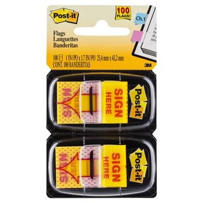 Image for POST-IT 680-SH2 SIGN HERE FLAGS YELLOW TWIN PACK 100 from OFFICE NATIONAL CANNING VALE