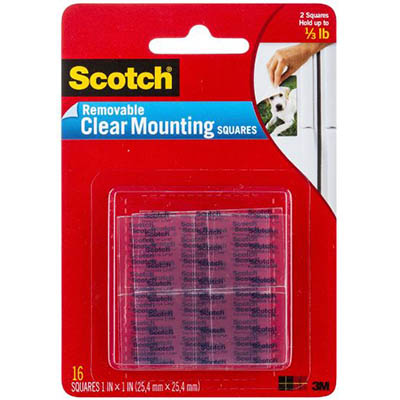Image for SCOTCH 859 MOUNTING SQUARES REMOVABLE 25.4MM CLEAR PACK 16 from Office National Sydney Stationery