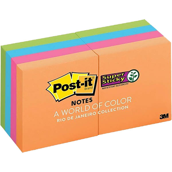 Image for POST-IT 622-8SSAU SUPER STICKY MINI NOTES 50 X 50MM RIO DE JANEIRO 8 PADS from Our Town & Country Office National