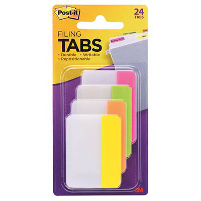 Image for POST-IT 686-PLOY DURABLE FILING TABS SOLID 50MM BRIGHT ASSORTED PACK 24 from Office National