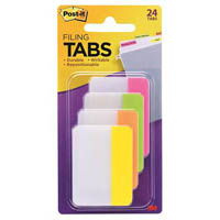 post-it 686-ploy durable filing tabs solid 50mm bright assorted pack 24