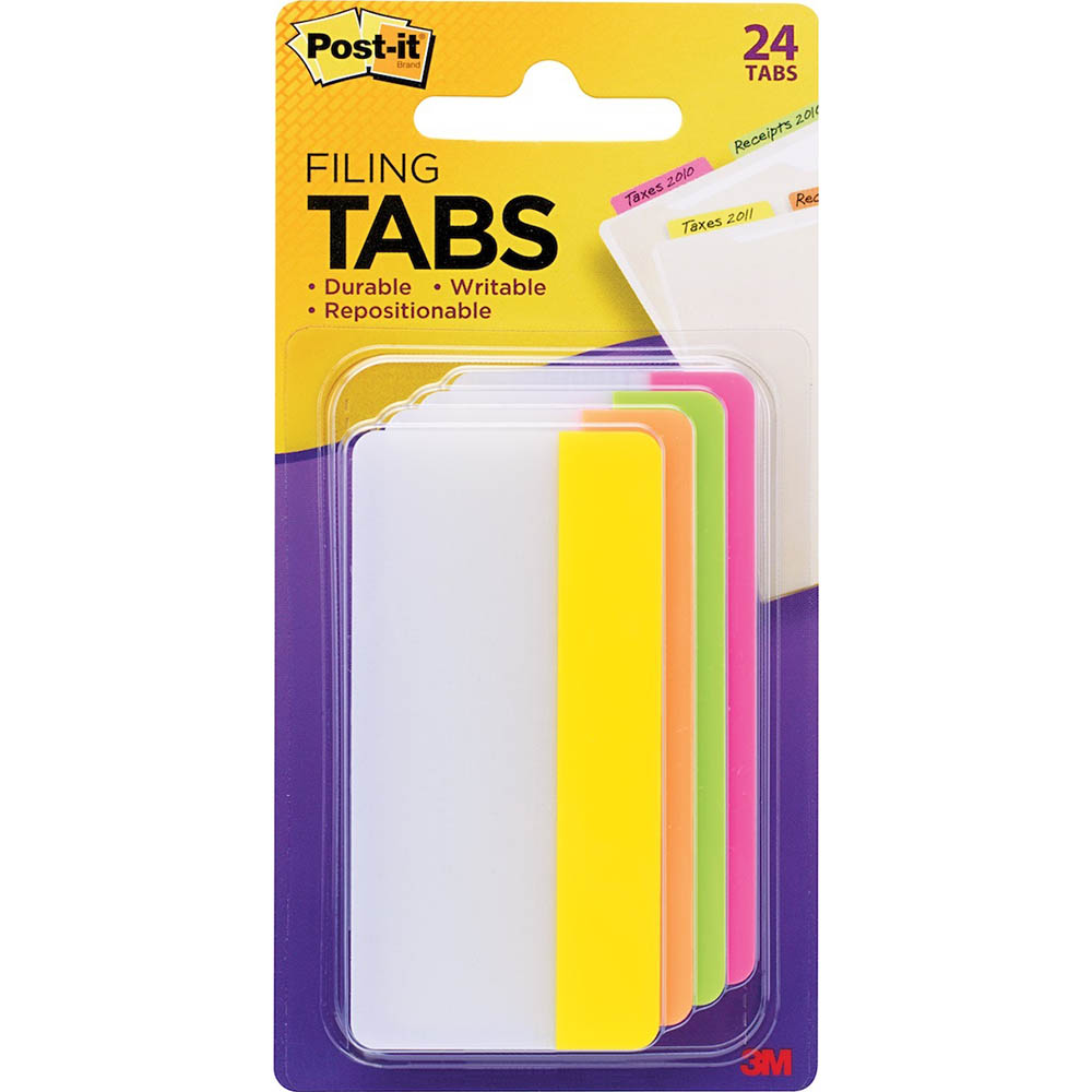 Image for POST-IT 686-PLOY3IN DURABLE FILING TABS SOLID 75MM BRIGHT ASSORTED PACK 24 from Darwin Business Machines Office National
