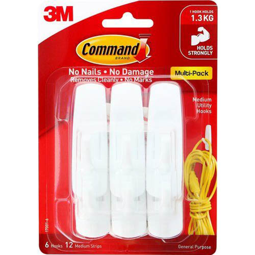 Image for COMMAND ADHESIVE HOOKS MEDIUM VALUE PACK from Paul John Office National