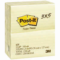 post-it 635 lined notes 76 x 127mm yellow pack 12