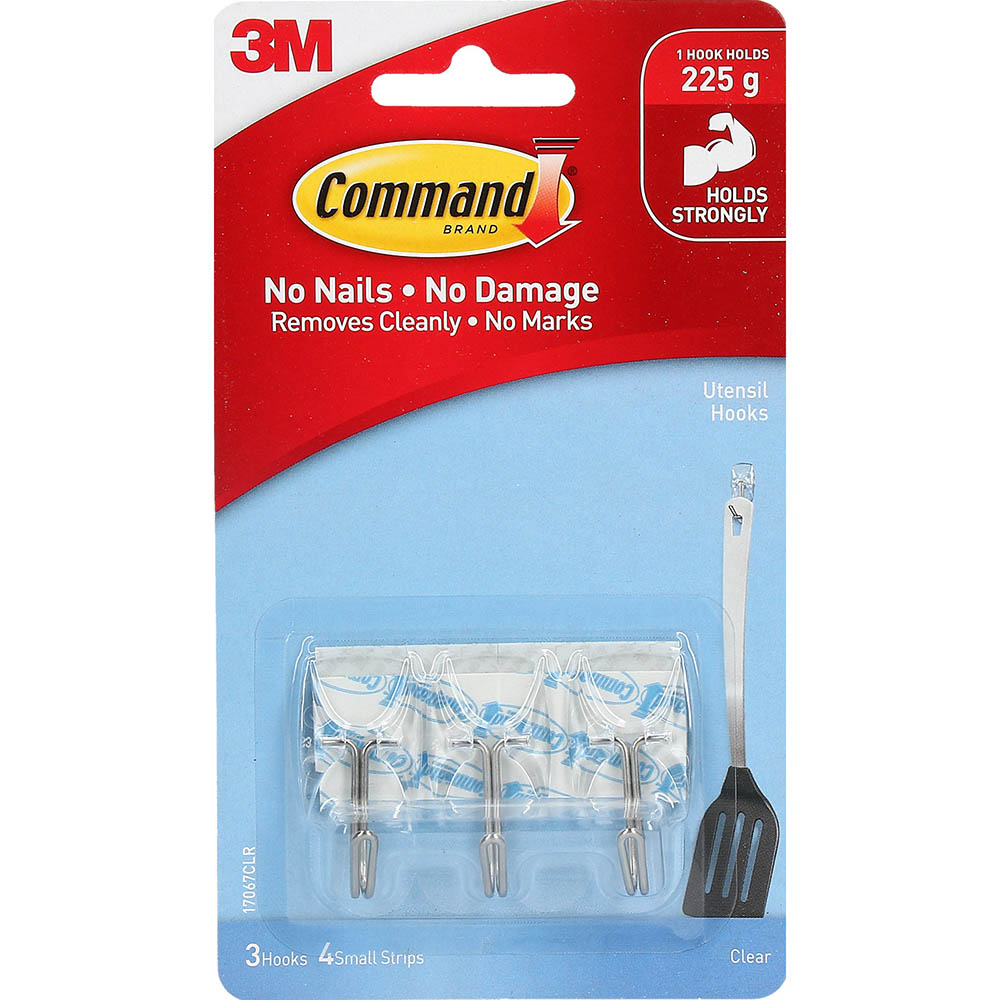 Image for COMMAND ADHESIVE WIRE HOOKS SMALL HOOKS WITH CLEAR STRIPS from Coffs Coast Office National