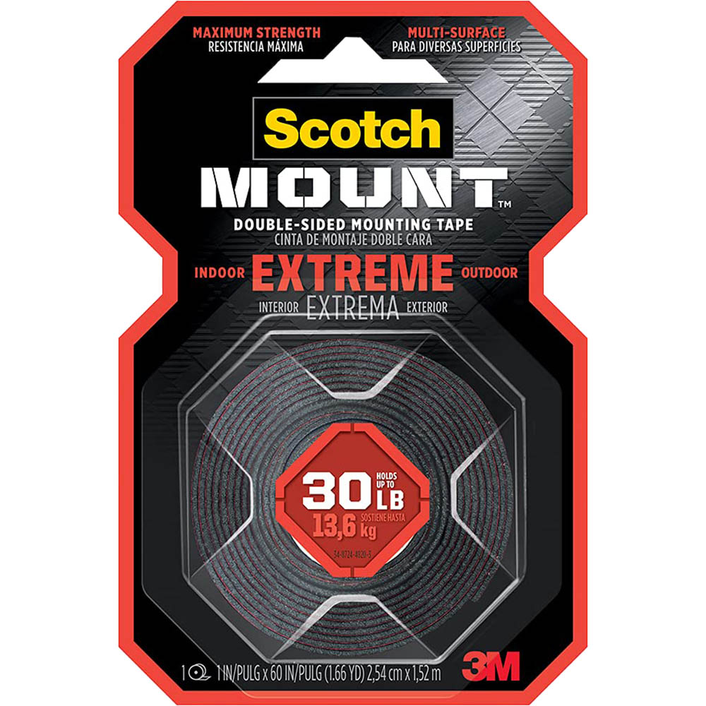 Image for SCOTCH DOUBLE SIDED MOUNTING TAPE MOUNT EXTREME 25MM X 1.52M BLACK from Discount Office National
