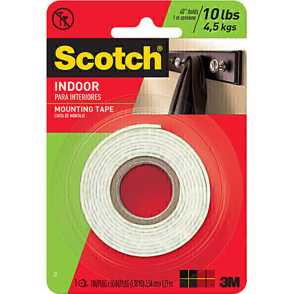 Image for SCOTCH 114 DOUBLE-SIDED MOUNTING TAPE 25.4MM X 1.27M WHITE from Axsel Office National
