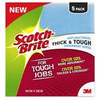 scotch-brite anti-bacterial thick and tough wipes pack 5