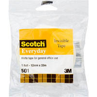 scotch 501 everyday invisible tape 12mm x 3wrapped