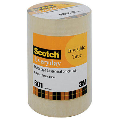 Image for SCOTCH 501 EVERYDAY INVISIBLE TAPE 24MM X 66M BULK PACK 6 from Express Office National