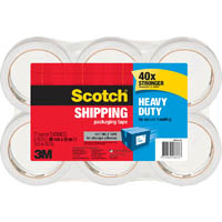 scotch 3850-6au heavy duty shipping packaging tape clear 48mm x 50m pack 6