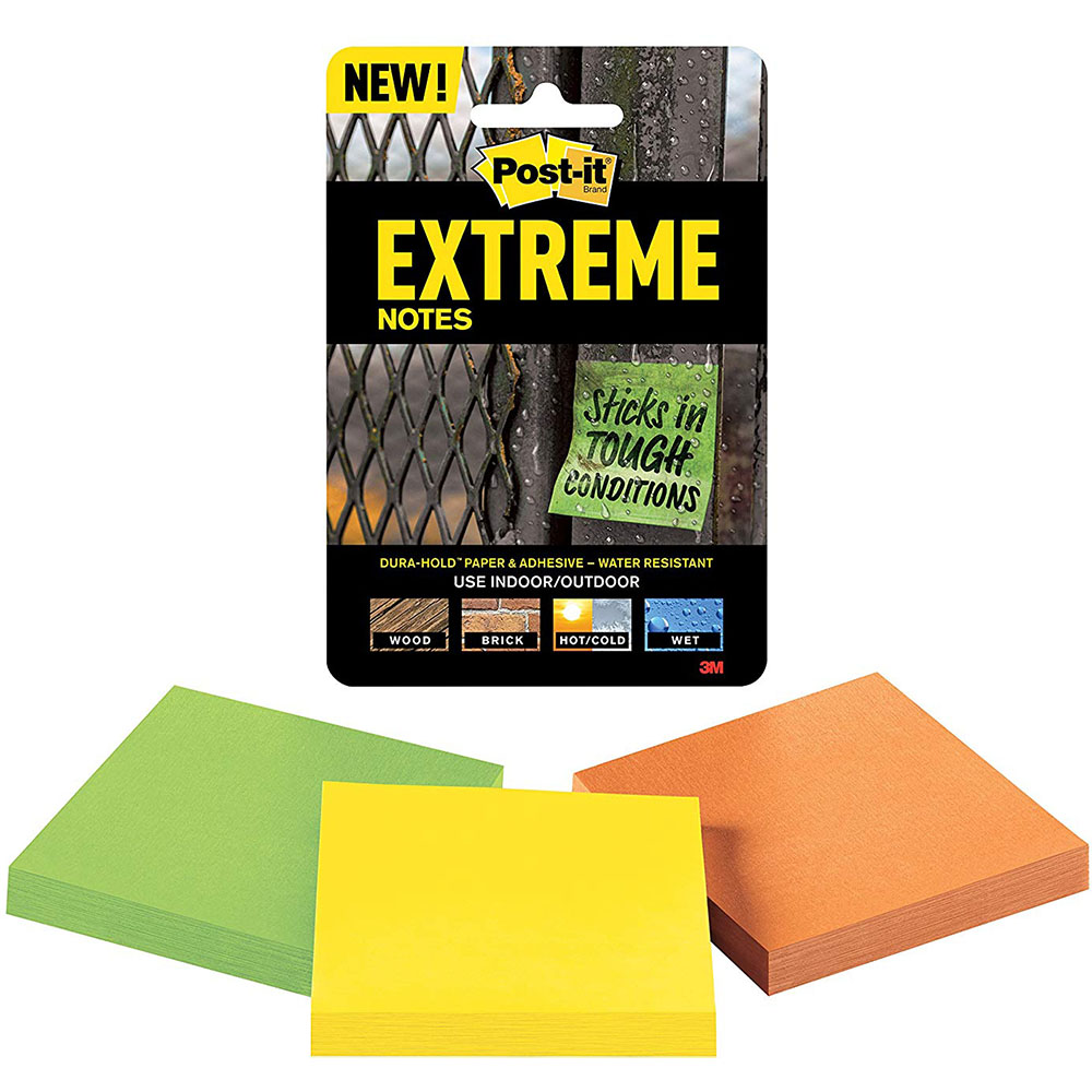 Image for POST-IT EXTRM33-3TRYMX EXTREME NOTES 76 X 76MM ORANGE/GREEN/YELLOW PACK 3 from Discount Office National