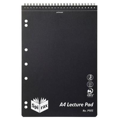 Image for SPIRAX P905 LECTURE PAD SPIRAL BOUND TOP OPEN 140 PAGE A4 BLACK from Connelly's Office National
