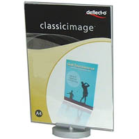 deflecto sign holder rotating double sided portrait a4 clear/silver
