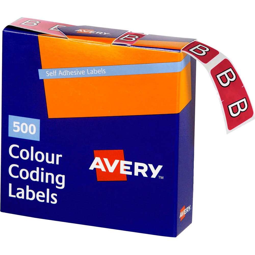 Image for AVERY 43202 LATERAL FILE LABEL SIDE TAB COLOUR CODE B 25 X 38MM MAGENTA PACK 500 from Discount Office National