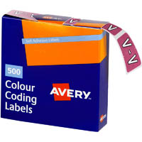 avery 43222 lateral file label side tab colour code v 25 x 38mm mauve pack 500