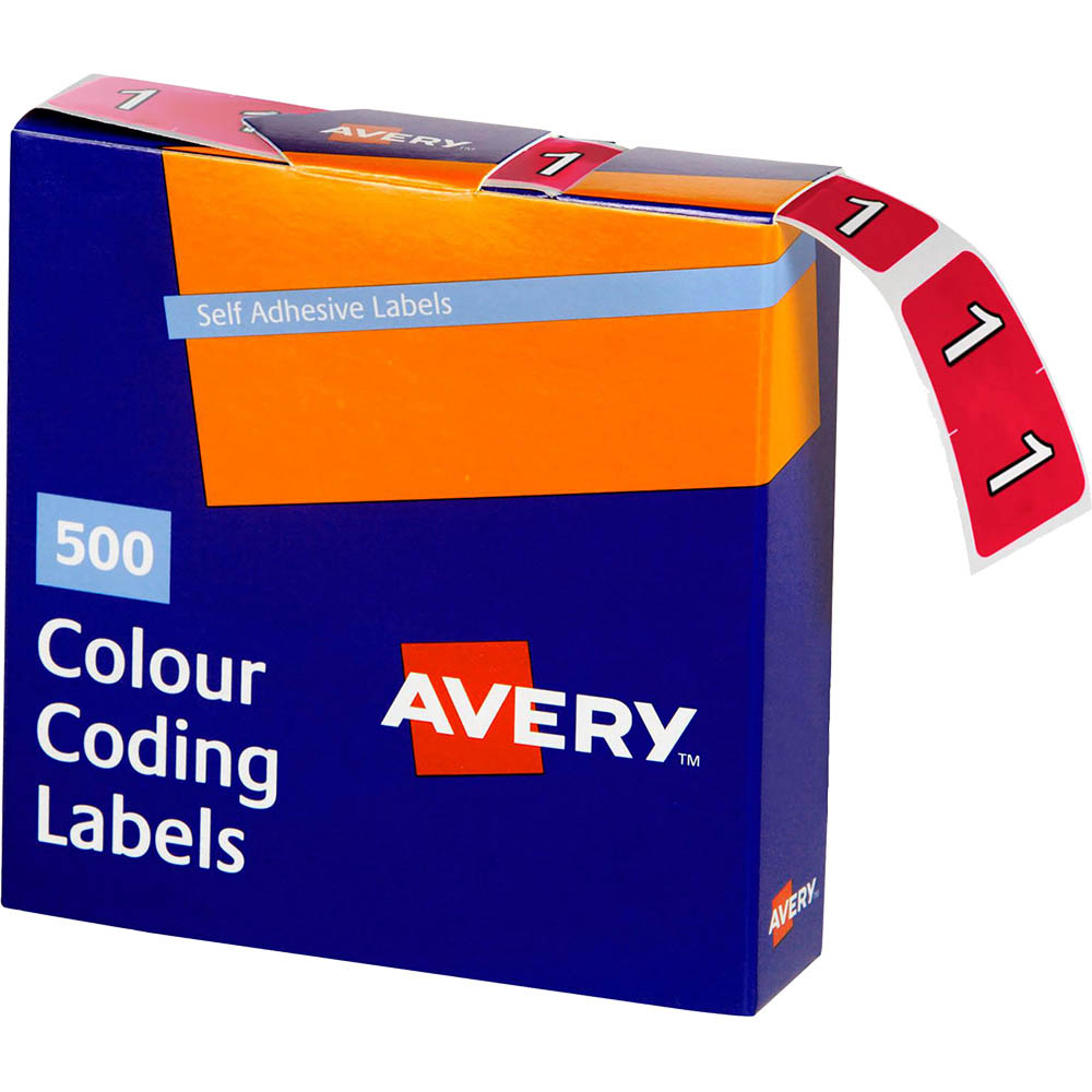 Image for AVERY 43241 LATERAL FILE LABEL SIDE TAB YEAR CODE 1 25 X 38MM MAGENTA PACK 500 from Discount Office National