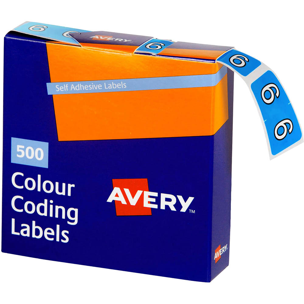 Image for AVERY 43246 LATERAL FILE LABEL SIDE TAB YEAR CODE 6 25 X 38MM BLUE PACK 500 from Discount Office National
