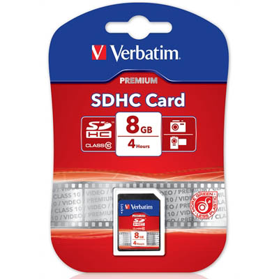 Image for VERBATIM CLASS 10 SDHC MEMORY CARD 8GB from Two Bays Office National