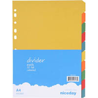 niceday manilla divider 10-tab a4 bright assorted