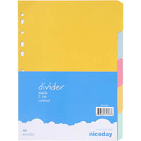 niceday manilla divider 5-tab a4 pastel assorted