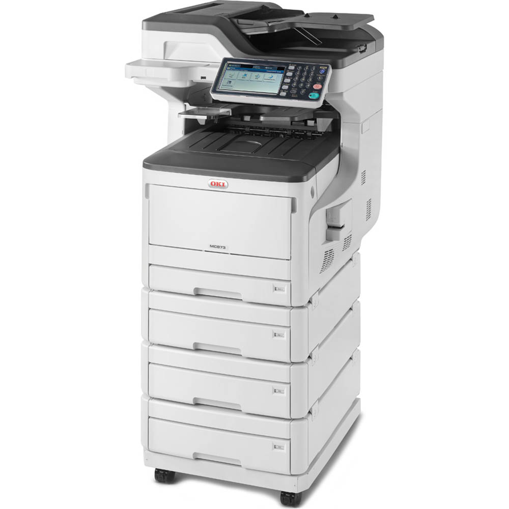 Image for OKI MC873DNV MULTIFUNCTION COLOUR LASER PRINTER DUPLEX, NETWORKED, 2ND/3RD/4TH PAPER TRAYS, CASTER BASE A3 from Office National Capalaba