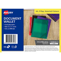 avery 47707 document wallet a4 3 flap elastic closure assorted