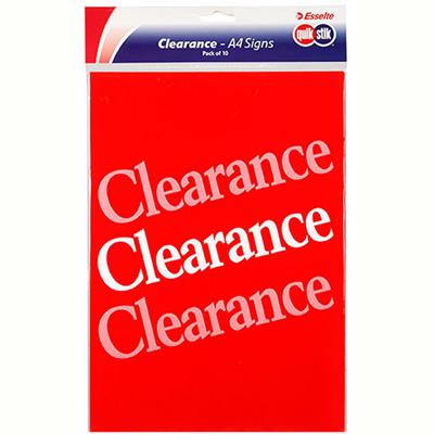 Image for QUIKSTIK SIGN CLEARANCE A4 RED/WHITE PACK 10 from Coffs Coast Office National
