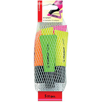 stabilo neon highlighter chisel assorted pack 5