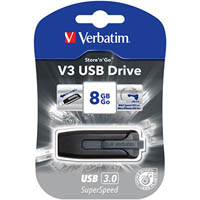 verbatim store-n-go v3 usb drive 8gb grey