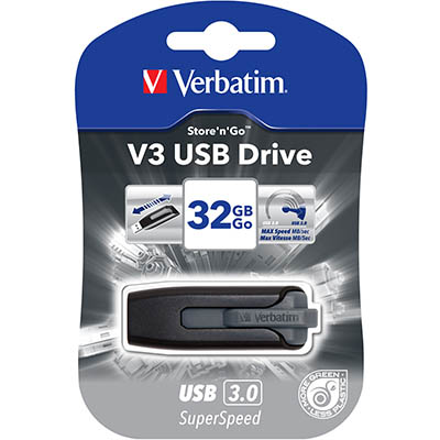 Image for VERBATIM STORE-N-GO V3 USB DRIVE 32GB GREY from Office National