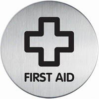durable pictogram sign first aid 83mm stainless steel