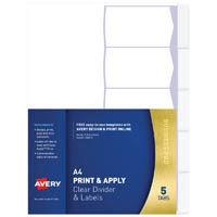 avery 5111081 l7455-5 divider print and apply 5-tab clear