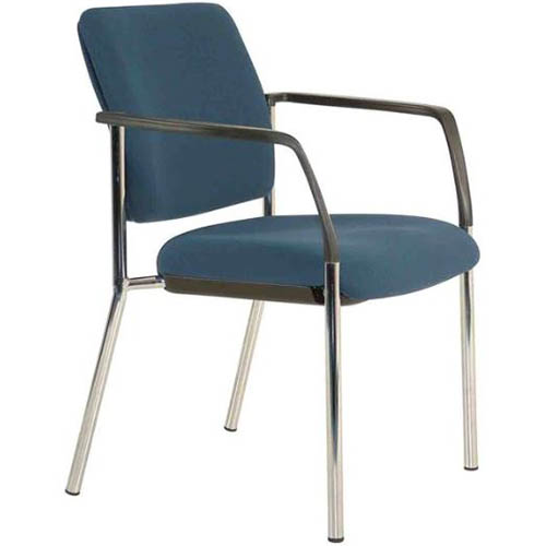 Image for BURO LINDIS VISITOR CHAIR 4-LEG BASE UPHOLSTERED BACK ARMS JETT FABRIC DARK BLUE from PaperChase Office National