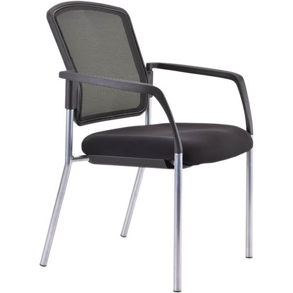 Image for BURO LINDIS VISITOR CHAIR 4-LEG BASE MESH BACK ELASTIC III FABRIC ARMS BLACK from PaperChase Office National
