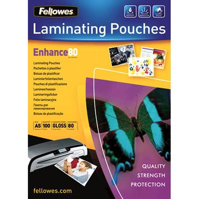 Image for FELLOWES IMAGELAST LAMINATING POUCH GLOSS 80 MICRON A5 CLEAR PACK 100 from Angletons Office National