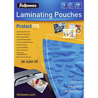 fellowes laminating pouch 64 x 99mm 175 micron gloss pack 100