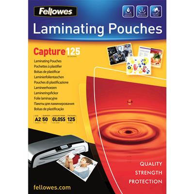 Image for FELLOWES CAPTURE LAMINATING POUCH GLOSS 125 MICRON A2 CLEAR PACK 50 from Surry Office National