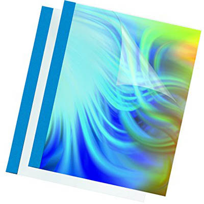Image for FELLOWES THERMAL BINDING COVER 3MM A4 BLUE BACK / CLEAR FRONT PACK 100 from PaperChase Office National