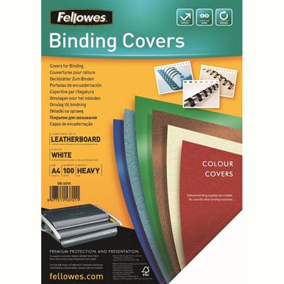 Image for FELLOWES BINDING COVER LEATHERGRAIN 230GSM A4 WHITE PACK 100 from Two Bays Office National