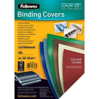 Image for FELLOWES BINDING COVER LEATHERGRAIN 230GSM A4 RED PACK 100 from Two Bays Office National