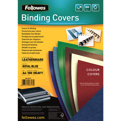 Image for FELLOWES BINDING COVER LEATHERGRAIN 230GSM A4 ROYAL BLUE PACK 100 from Premier Office National