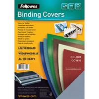 fellowes binding cover leathergrain 230gsm a4 wedgewood blue pack 100
