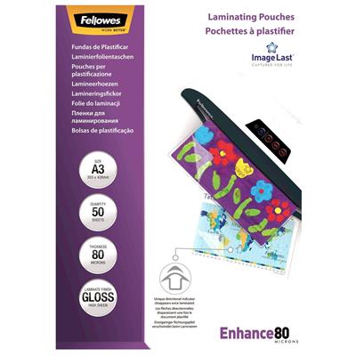 Image for FELLOWES LAMINATING POUCH GLOSS 80 MICRON A3 CLEAR PACK 50 from Office National Sydney Stationery
