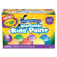 crayola washable kids paints 59ml glitter assorted pack 6