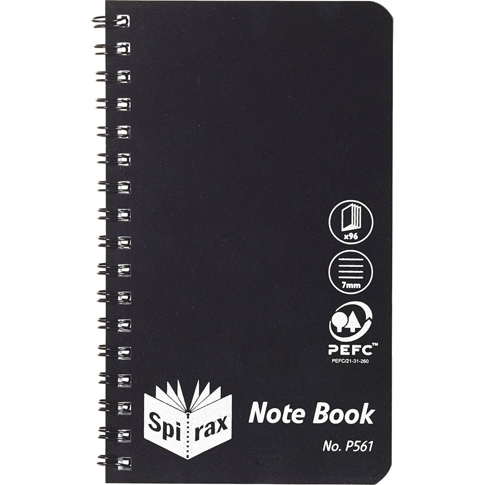 Image for SPIRAX P561 NOTEPAD 7MM RULED SIDE OPEN 96 PAGE 147 X 87MM BLACK from Office National