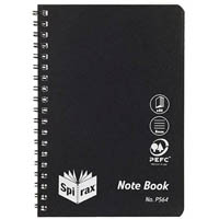 spirax p564 notepad pp cover 8mm ruled side open 167 x 114mm 80 page black