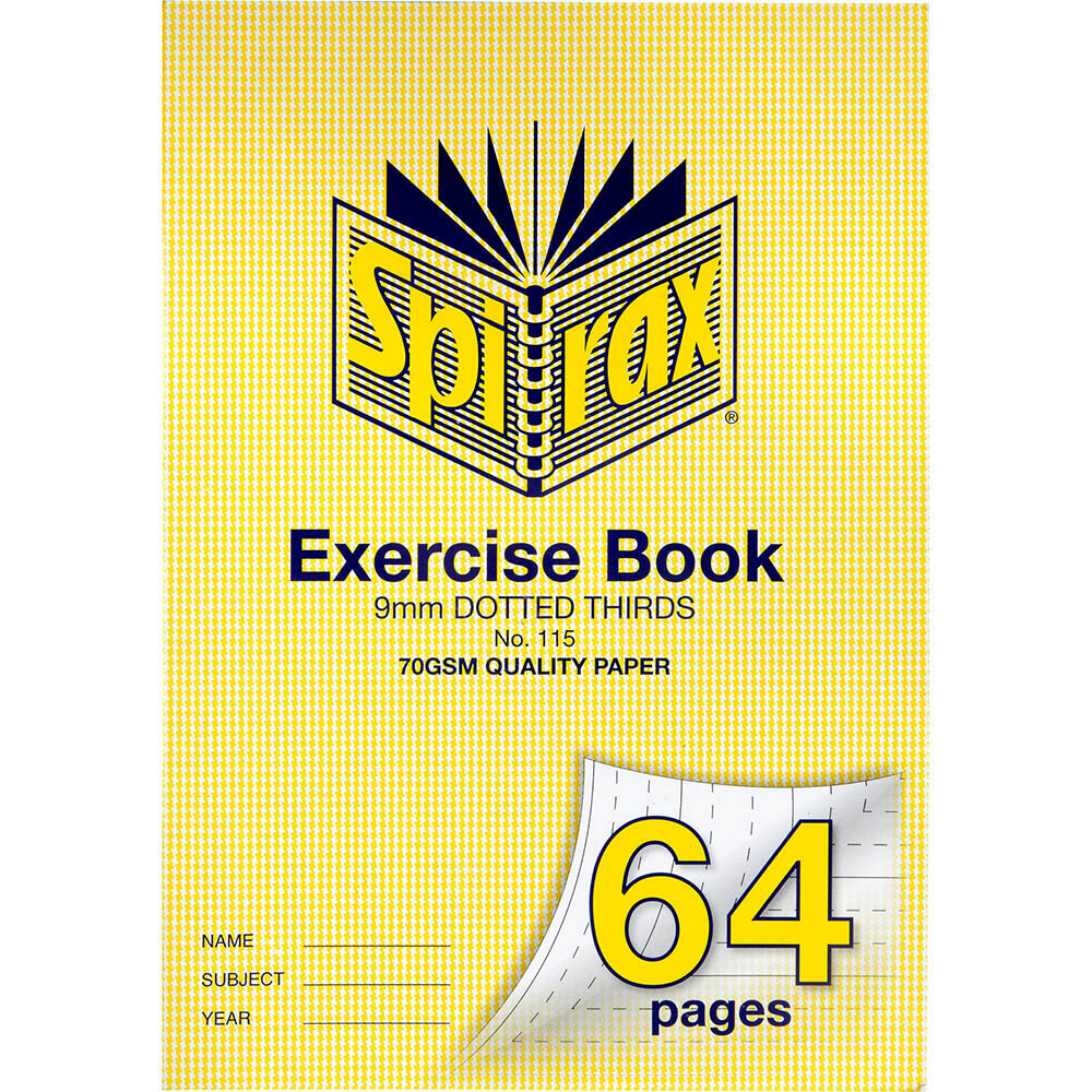 Image for SPIRAX 115 EXERCISE BOOK DOTTED THIRDS 9MM 70GSM A4 64 PAGE from Mackay Business Machines (MBM) Office National