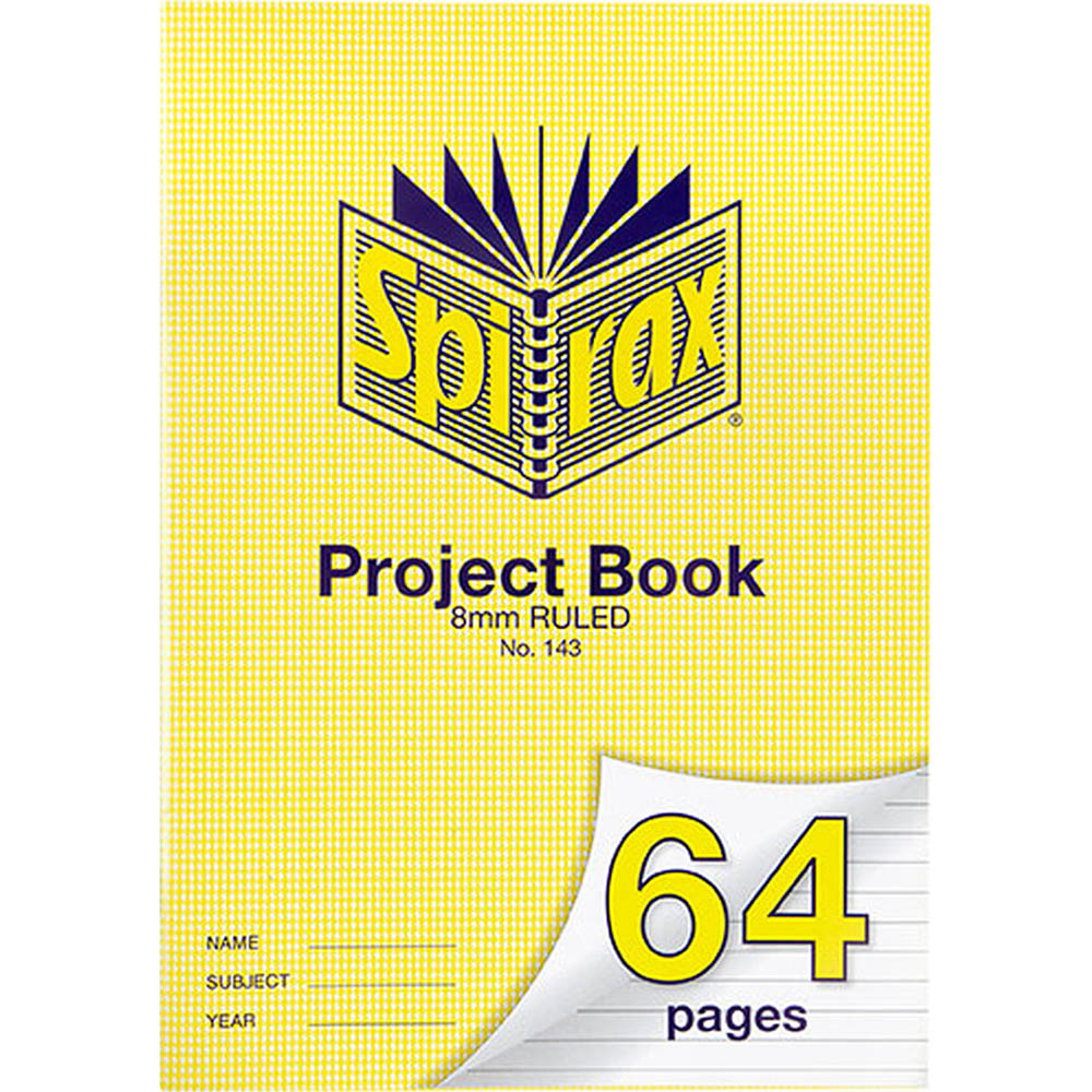 Image for SPIRAX 143 PROJECT BOOK 8MM RULED A4 64 PAGE from Angletons Office National