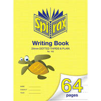 spirax 163 writing book 24mm dotted thirds 70gsm 64 page 330 x 240mm turtle